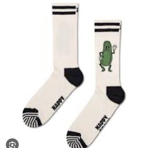 Happy Socks White and Black Crew Pickle Socks NWOT